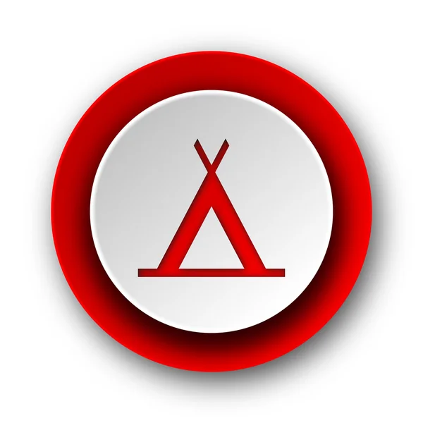Kemping piros korszerű pókháló ikon fehér háttér — Stock Fotó