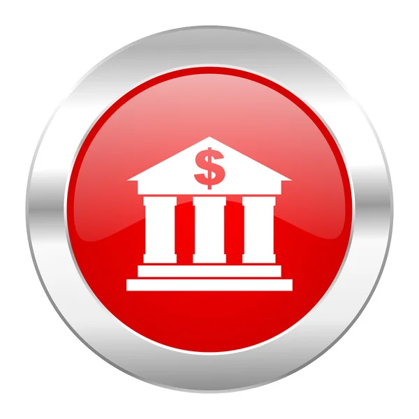 Bank red circle chrome web icon isolated — Stock Photo, Image