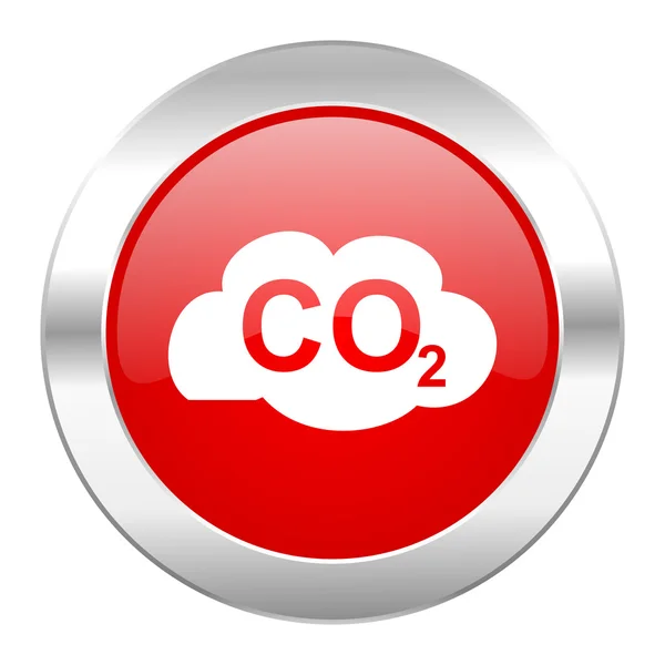Dióxido de carbono círculo rojo cromo web icono aislado — Foto de Stock