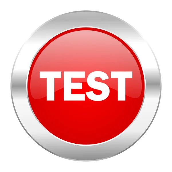 Тестовый красный круг хром иконка веб — стоковое фото