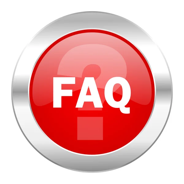 FAQ rode cirkel chrome web-icoon geïsoleerd — Stockfoto