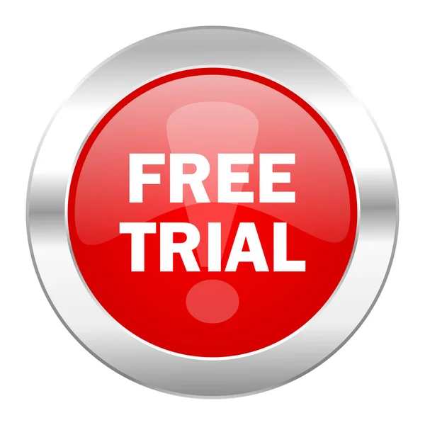 Free trial red circle chrome web icon isolated — Stock Photo, Image