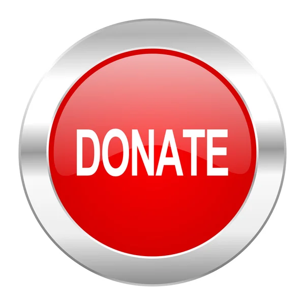 Donate red circle chrome web icon isolated — Stock Photo, Image