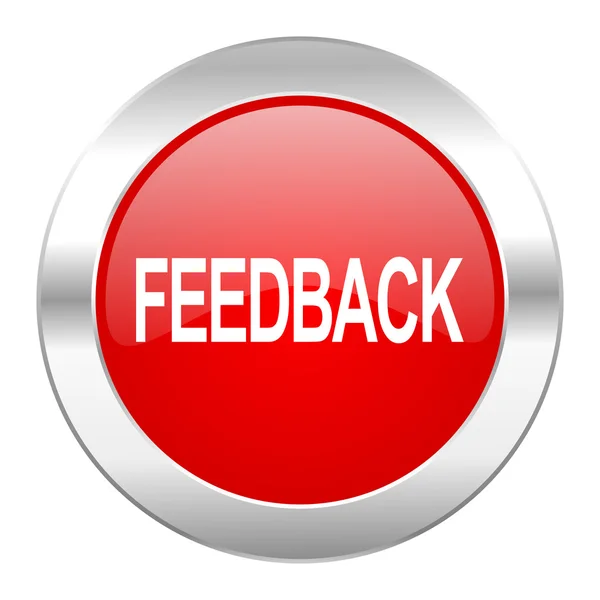 Feedback red circle chrome web icon isolated — Stock Photo, Image