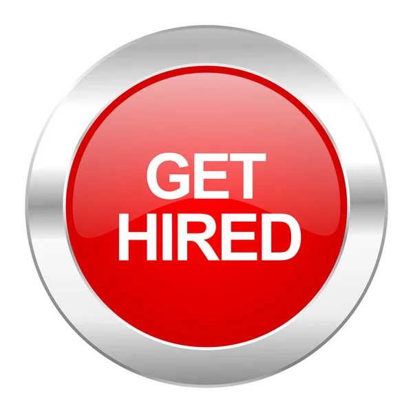 Get hired red circle chrome web icon isolated — Stock Photo, Image