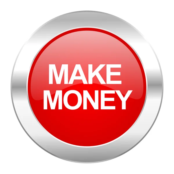 Make money red circle chrome web icon isolated — Stock Photo, Image