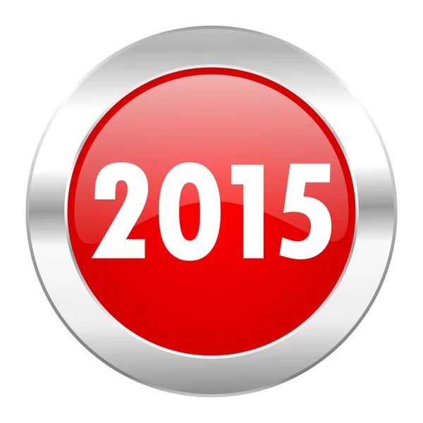 New year 2015 red circle chrome web icon isolated — Stock Photo, Image