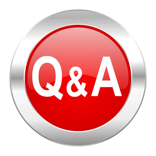 Question answer red circle chrome web icon isolated — Stock Photo, Image