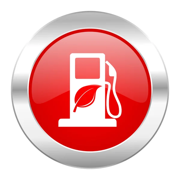 Biofuel red circle chrome web icon isolated — Stock Photo, Image