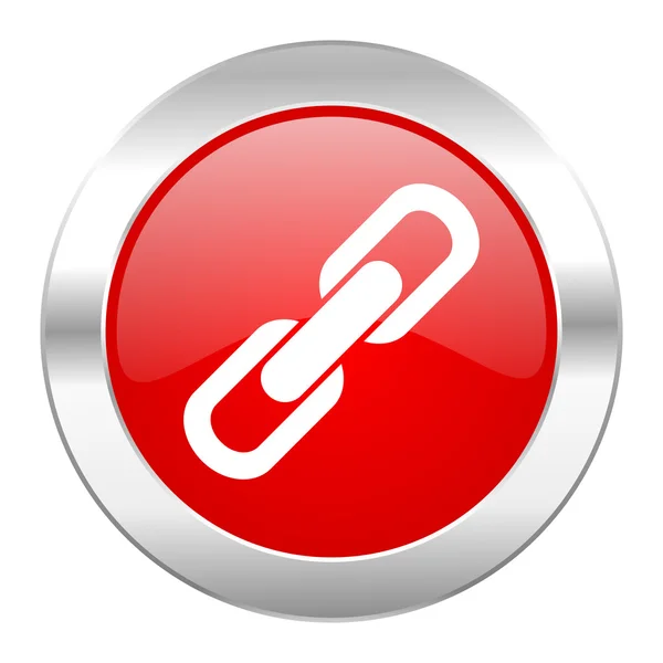Link roter Kreis Chrom Web-Symbol isoliert — Stockfoto