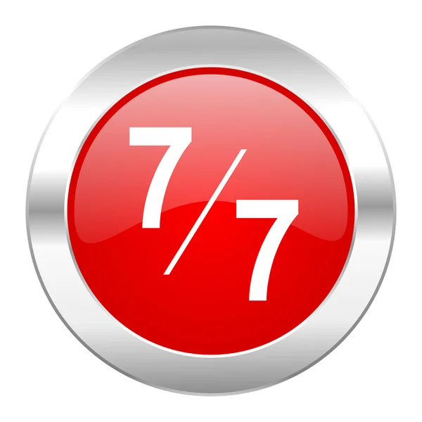 7 per 7 red circle chrome web icon isolated — Stock Photo, Image