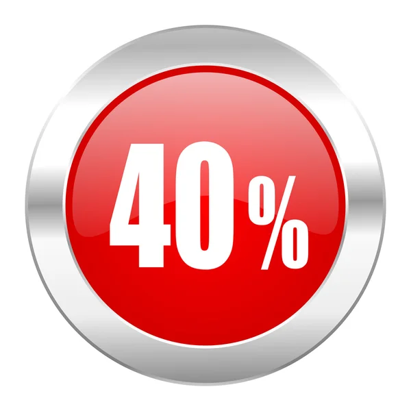 40 percent red circle chrome web icon isolated — Stock Photo, Image