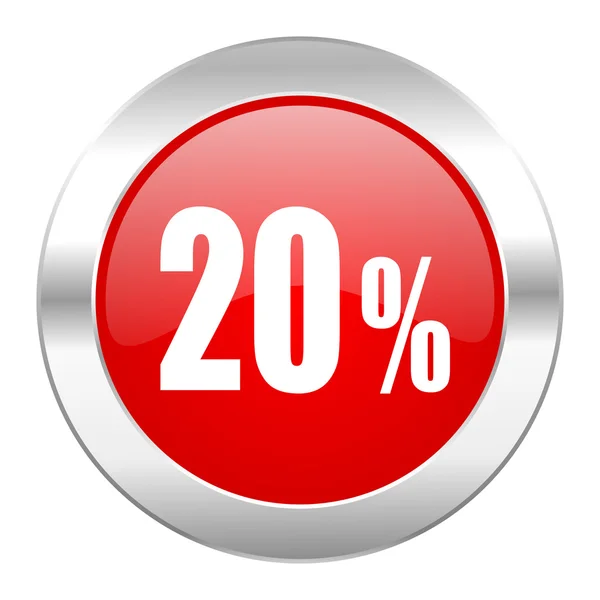 20 percent red circle chrome web icon isolated — Stock Photo, Image