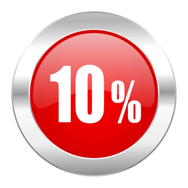 10 percent red circle chrome web icon isolated — Stock Photo, Image