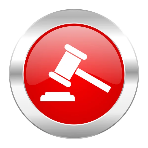 Auction red circle chrome web icon isolated — Stock Photo, Image