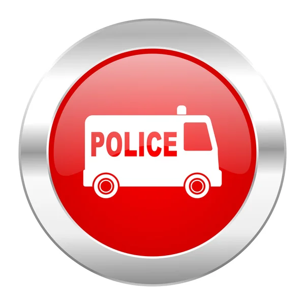 Police red circle chrome web icon isolated — Stock Photo, Image