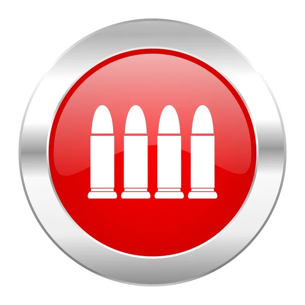 Ammunition red circle chrome web icon isolated — Stock Photo, Image