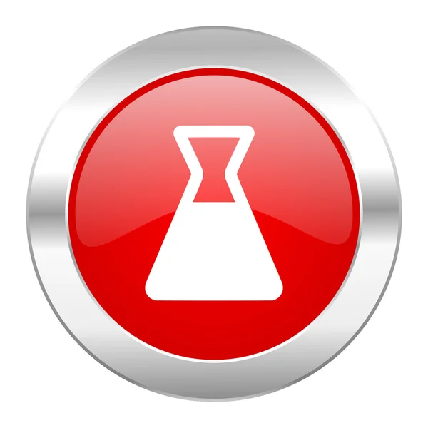 Laboratory red circle chrome web icon isolated — Stock Photo, Image