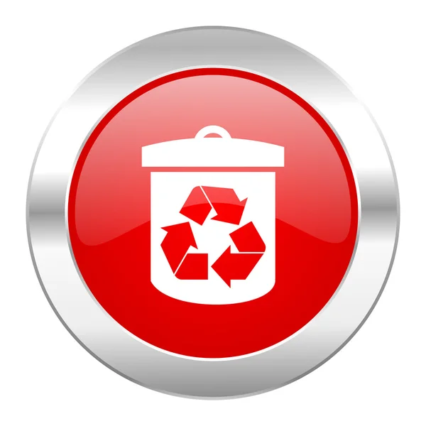 Recycle rode cirkel chrome web-icoon geïsoleerd — Stockfoto