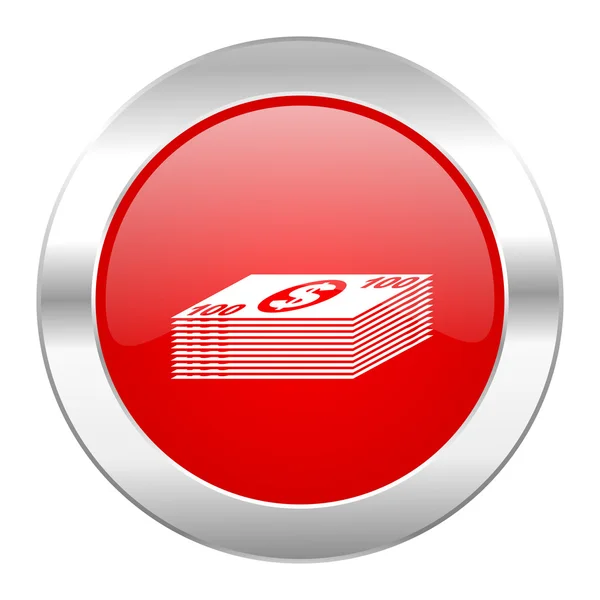 Money red circle chrome web icon isolated — Stock Photo, Image