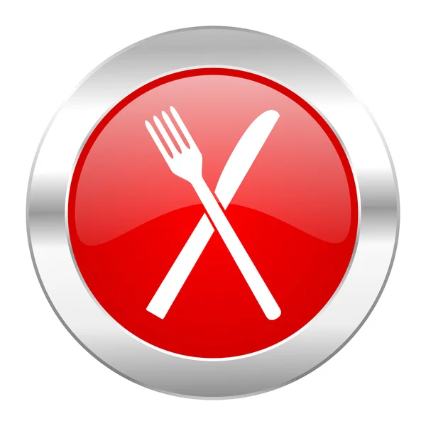 Restaurant red circle chrome web icon isolated — Stock Photo, Image