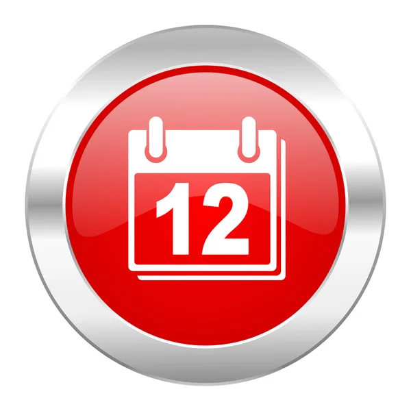 Calendar red circle chrome web icon isolated — Stock Photo, Image