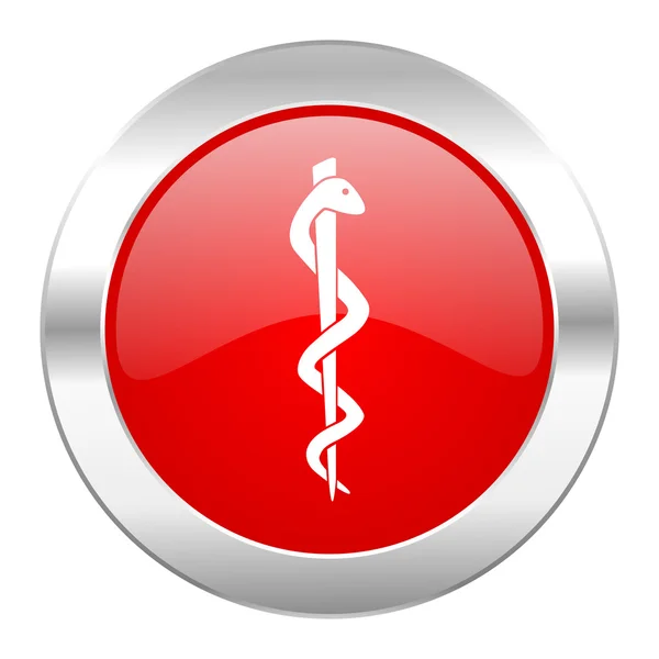 Emergency red circle chrome web icon isolated — Stock Photo, Image