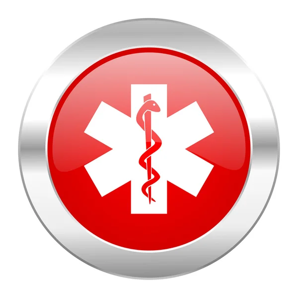 Emergency red circle chrome web icon isolated — Stock Photo, Image