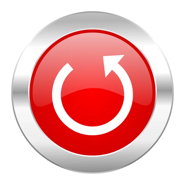 Draaien van de rode cirkel chrome web-icoon geïsoleerd — Stockfoto