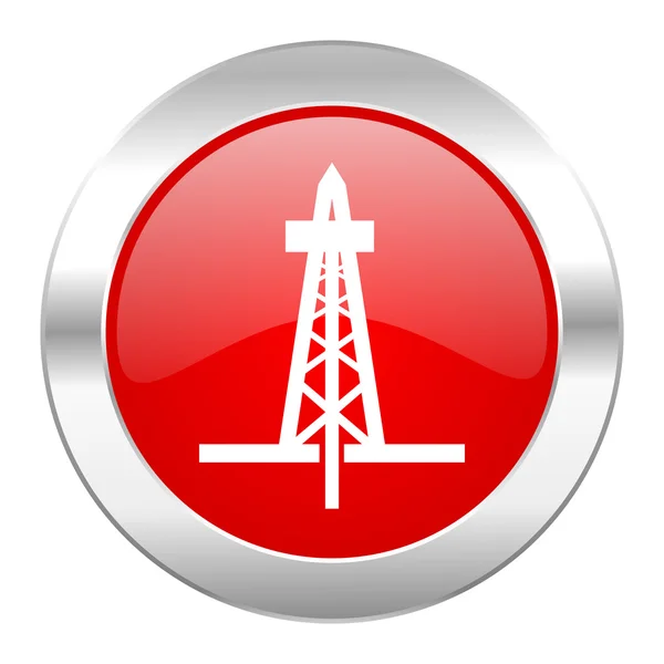 Drilling red circle chrome web icon isolated — Stock Photo, Image