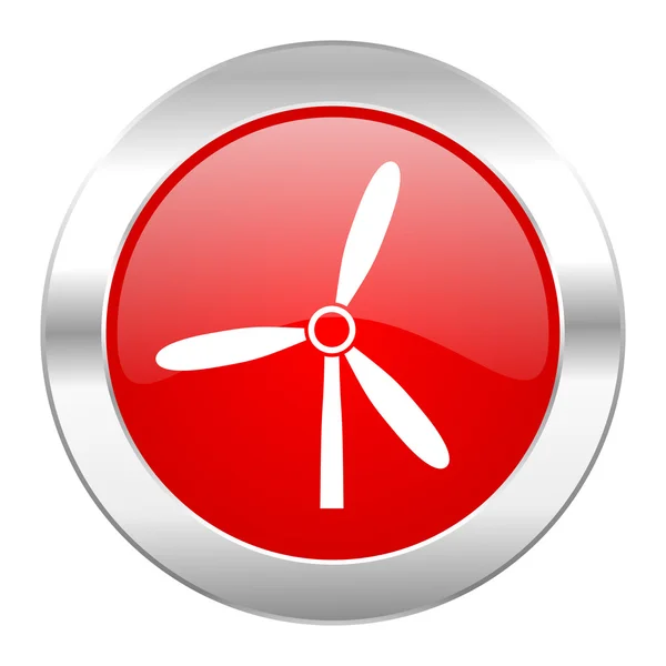 Windmühle roter Kreis Chrom Web-Symbol isoliert — Stockfoto