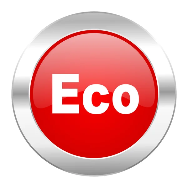 Eko kırmızı daire chrome web simgesi izole — Stok fotoğraf