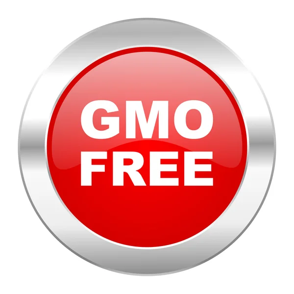 GMO fri röd cirkel chrome web-ikonen isolerade — Stockfoto