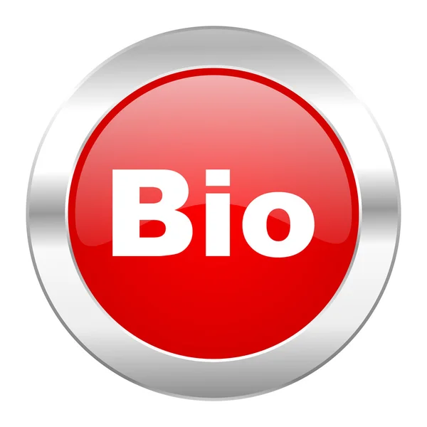 Bio círculo vermelho ícone web cromo isolado — Fotografia de Stock