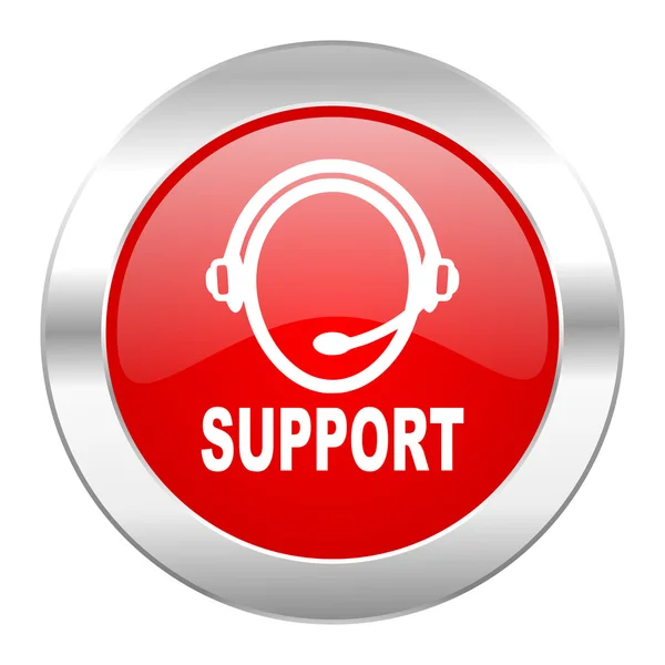 Support red circle chrome web icon isolated — Stock Photo, Image