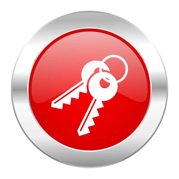 Keys red circle chrome web icon isolated — Stock Photo, Image