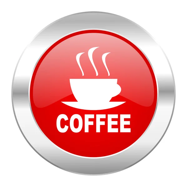 Espresso czerwone kółko Chrom tkanina ikona na białym tle — Zdjęcie stockowe