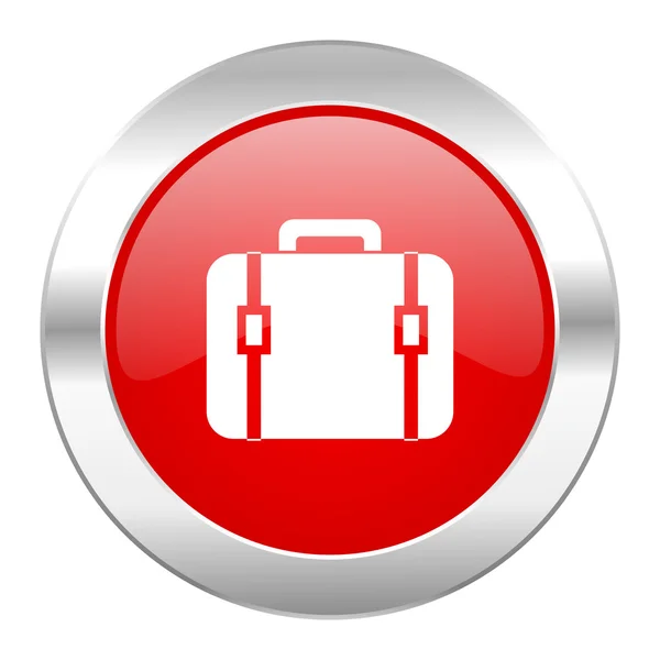 Çanta kırmızı daire chrome web simgesi izole — Stok fotoğraf