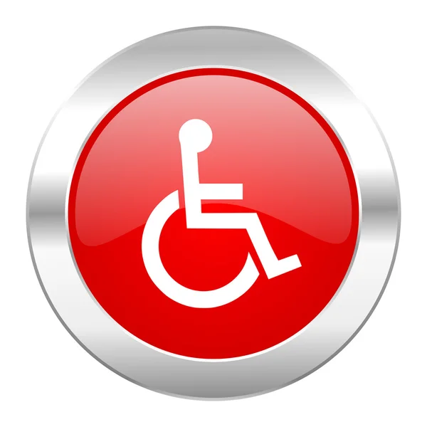 Wheelchair red circle chrome web icon isolated — Stock Photo, Image