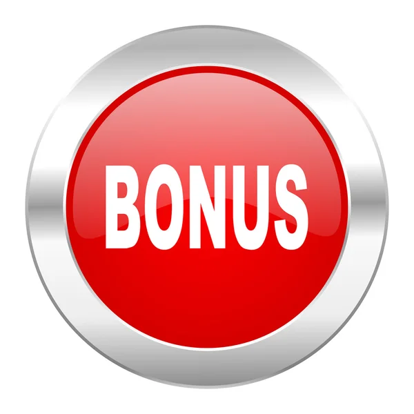 Bonus red circle chrome web icon isolated — Stock Photo, Image