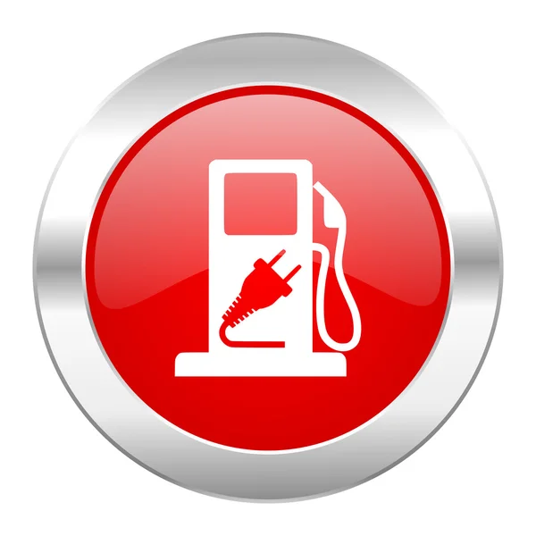 Carburante cerchio rosso cromo icona web isolato — Foto Stock