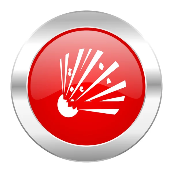 Bomb red circle chrome web icon isolated — Stock Photo, Image