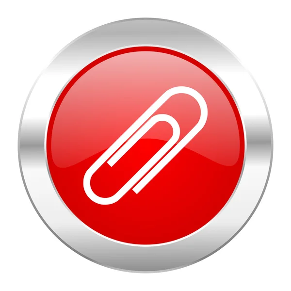Clipe vermelho círculo cromo web ícone isolado — Fotografia de Stock