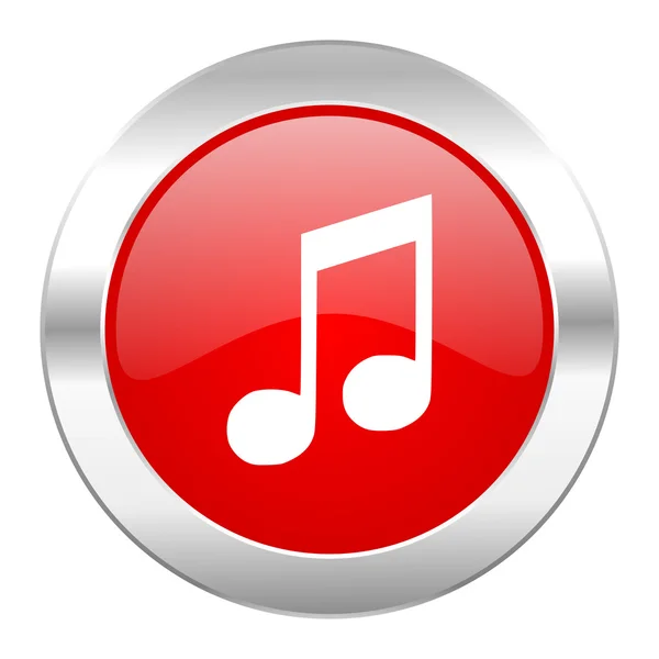 Music red circle chrome web icon isolated — Stock Photo, Image