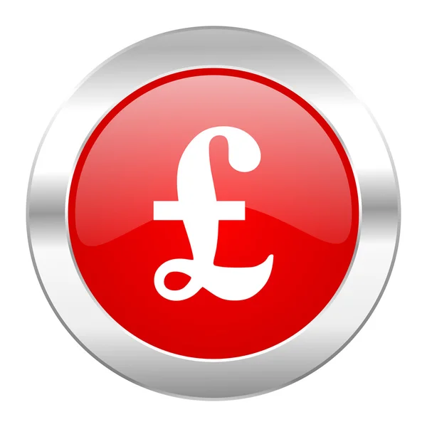 Pound red circle chrome web icon isolated — Stock Photo, Image