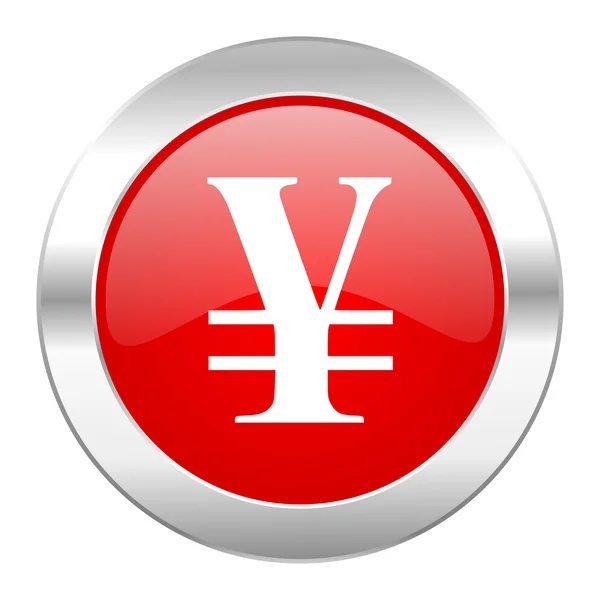 Yen red circle chrome web icon isolated — Stock Photo, Image