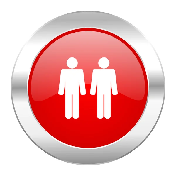 Couple red circle chrome web icon isolated — Stock Photo, Image
