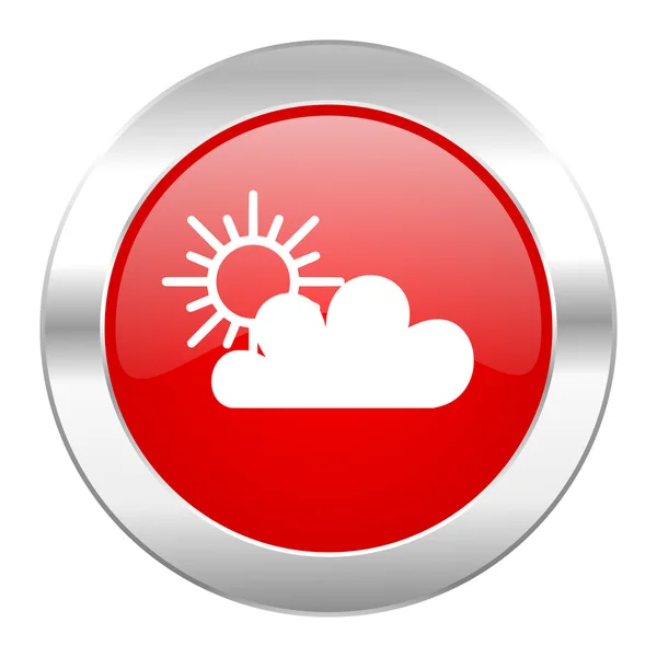 Cloud červený kruh ikonu chrome web, samostatný — Stock fotografie