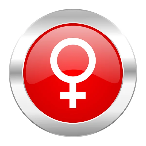 Círculo rojo femenino cromo web icono aislado — Foto de Stock