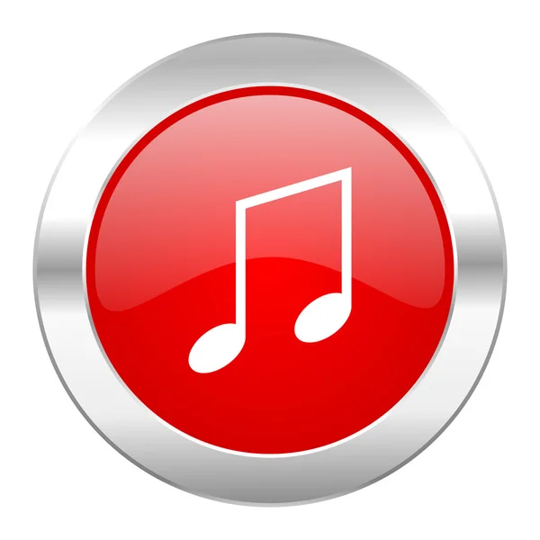 Izole müzik kırmızı daire chrome web simgesi — Stok fotoğraf